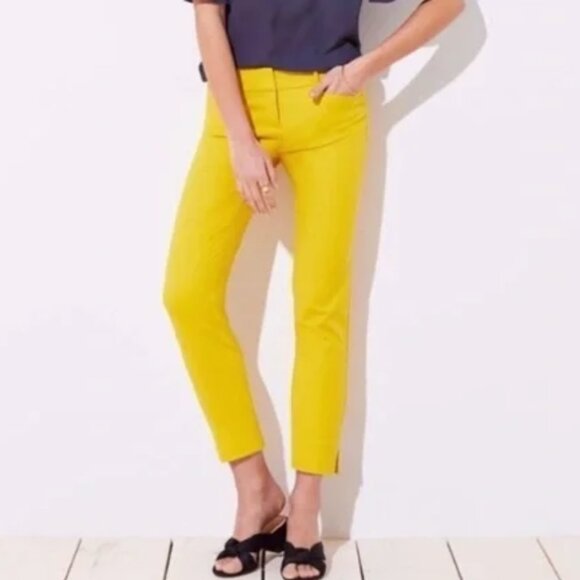 🌻FOR BUNDLES ONLY🌻 Ann Taylor Loft Marisa Yellow Ankle Trouser Pants - Picture 1 of 12